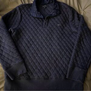 Navy Quilted Pullover Sweater